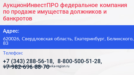 АукционИнвестПРО федеральное компания по продаже имущества должников и банкротов - визитка