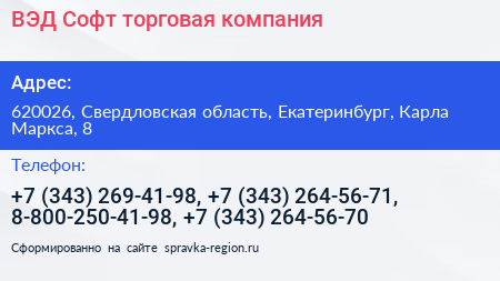 ВЭД Софт торговая компания - визитка