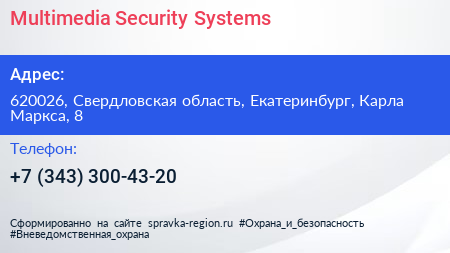 Multimedia Security Systems - визитка