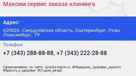 Максим сервис заказа клининга - визитка