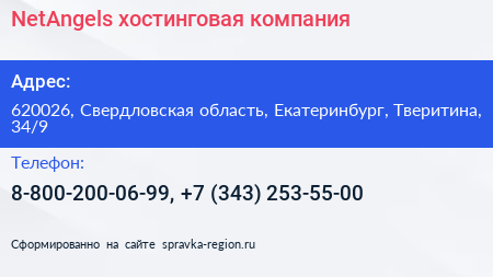 NetAngels хостинговая компания - визитка