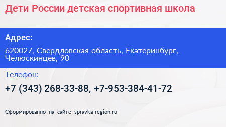 Дети России детская спортивная школа - визитка