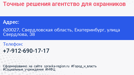Точные решения агентство для охранников - визитка
