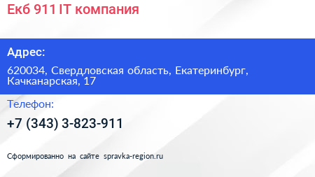 Екб 911 IT компания - визитка