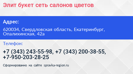 Нажмите, чтобы скачать визитку Элит букет сеть салонов цветов - визитка