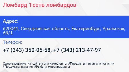 Ломбард 1 сеть ломбардов - визитка