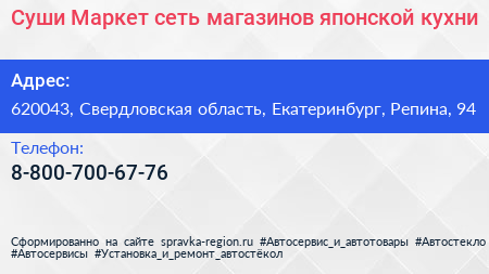 Суши Маркет сеть магазинов японской кухни - визитка