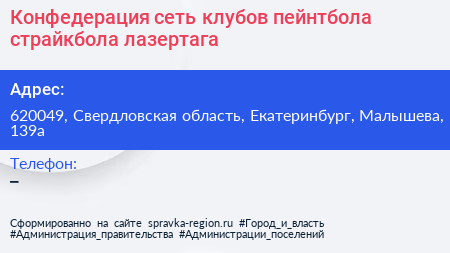 Конфедерация сеть клубов пейнтбола страйкбола лазертага - визитка