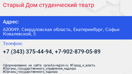 Старый Дом студенческий театр - визитка