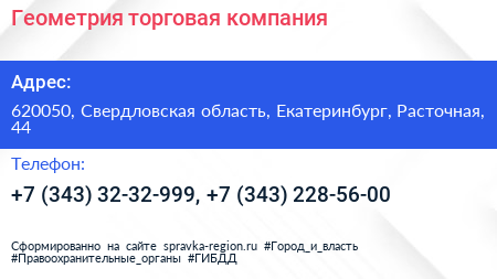 Геометрия торговая компания - визитка