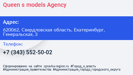 Queen s models Agency - визитка