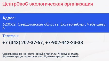 ЦентрЭкоС экологическая организация - визитка