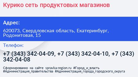 Курико сеть продуктовых магазинов - визитка