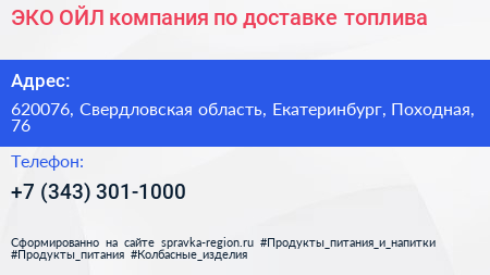 ЭКО ОЙЛ компания по доставке топлива - визитка