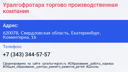 Уралгофротара торгово производственная компания - визитка