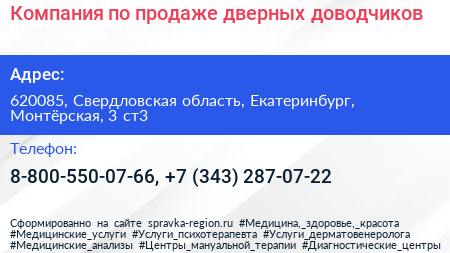 Компания по продаже дверных доводчиков - визитка