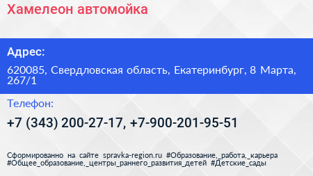 Хамелеон автомойка - визитка