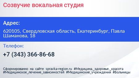 Созвучие вокальная студия - визитка
