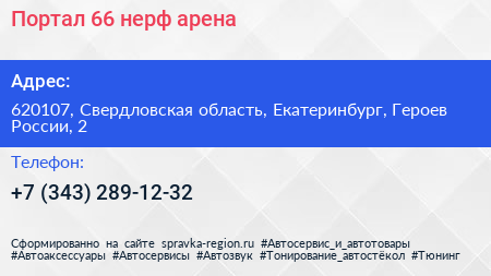 Портал 66 нерф арена - визитка