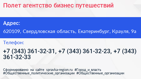 Полет агентство бизнес путешествий - визитка