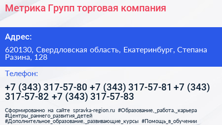 Метрика Групп торговая компания - визитка