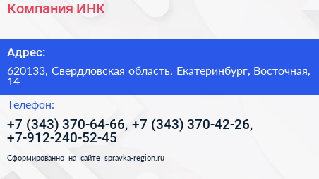 Компания ИНК - визитка