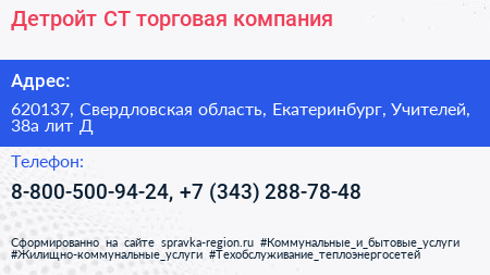 Детройт СТ торговая компания - визитка