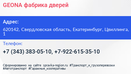 GEONA фабрика дверей - визитка