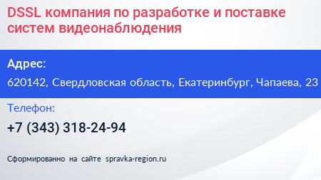 DSSL компания по разработке и поставке систем видеонаблюдения - визитка