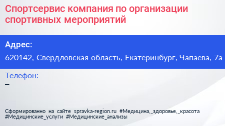Спортсервис компания по организации спортивных мероприятий - визитка