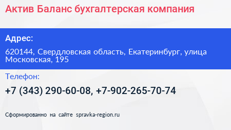 Актив Баланс бухгалтерская компания - визитка