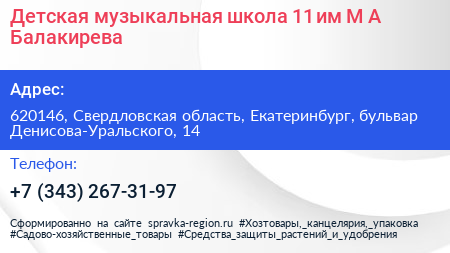 Детская музыкальная школа 11 им М А Балакирева - визитка