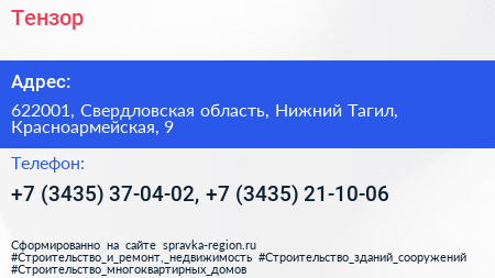 Тензор - визитка