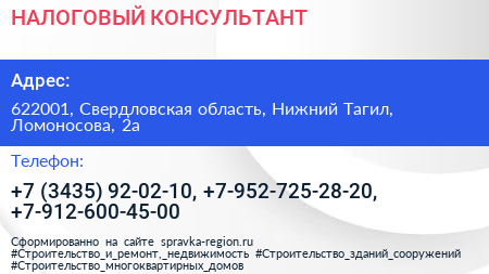 НАЛОГОВЫЙ КОНСУЛЬТАНТ - визитка