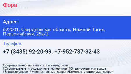 Фора - визитка