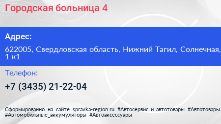 Городская больница 4 - визитка