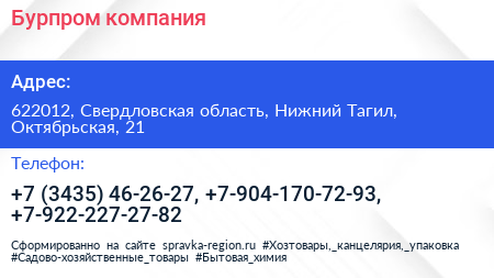 Бурпром компания - визитка