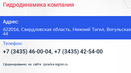 Гидродинамика компания - визитка