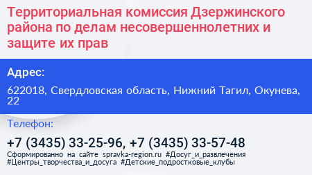 Территориальная комиссия Дзержинского района по делам несовершеннолетних и защите их прав - визитка