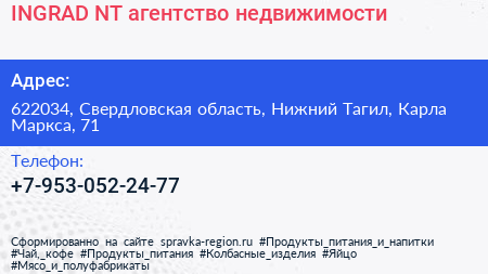 INGRAD NT агентство недвижимости - визитка