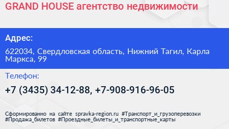 GRAND HOUSE агентство недвижимости - визитка