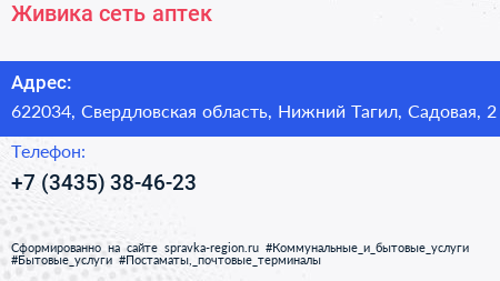 Живика сеть аптек - визитка