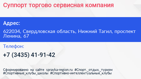 Суппорт торгово сервисная компания - визитка