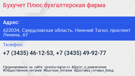 Бухучет Плюс бухгалтерская фирма - визитка
