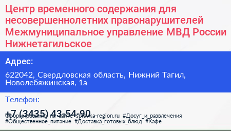 Центр временного содержания для несовершеннолетних правонарушителей Межмуниципальное управление МВД России Нижнетагильское - визитка
