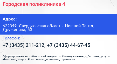Городская поликлиника 4 - визитка