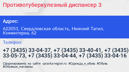 Противотуберкулезный диспансер 3 - визитка