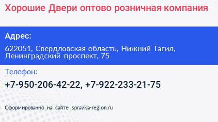 Хорошие Двери оптово розничная компания - визитка