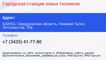Городская станция юных техников - визитка