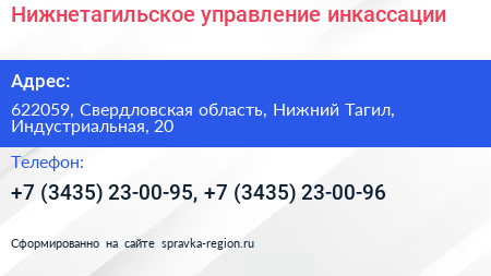 Нижнетагильское управление инкассации - визитка